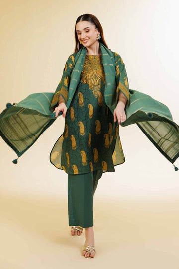 Nishat Linen 3 Piece - Digital Printed Jacquard Embroidered Suit - 42501302 Online Shopping